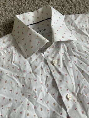 ETON Cocktail Print Short Sleeve Button Down Shirt